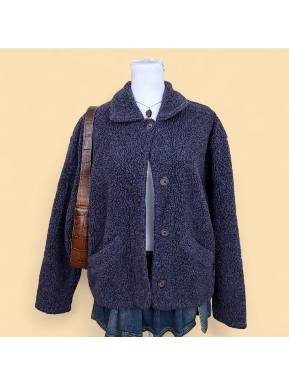 90s dusty purple cottagecore granola grunge fleece jacket
